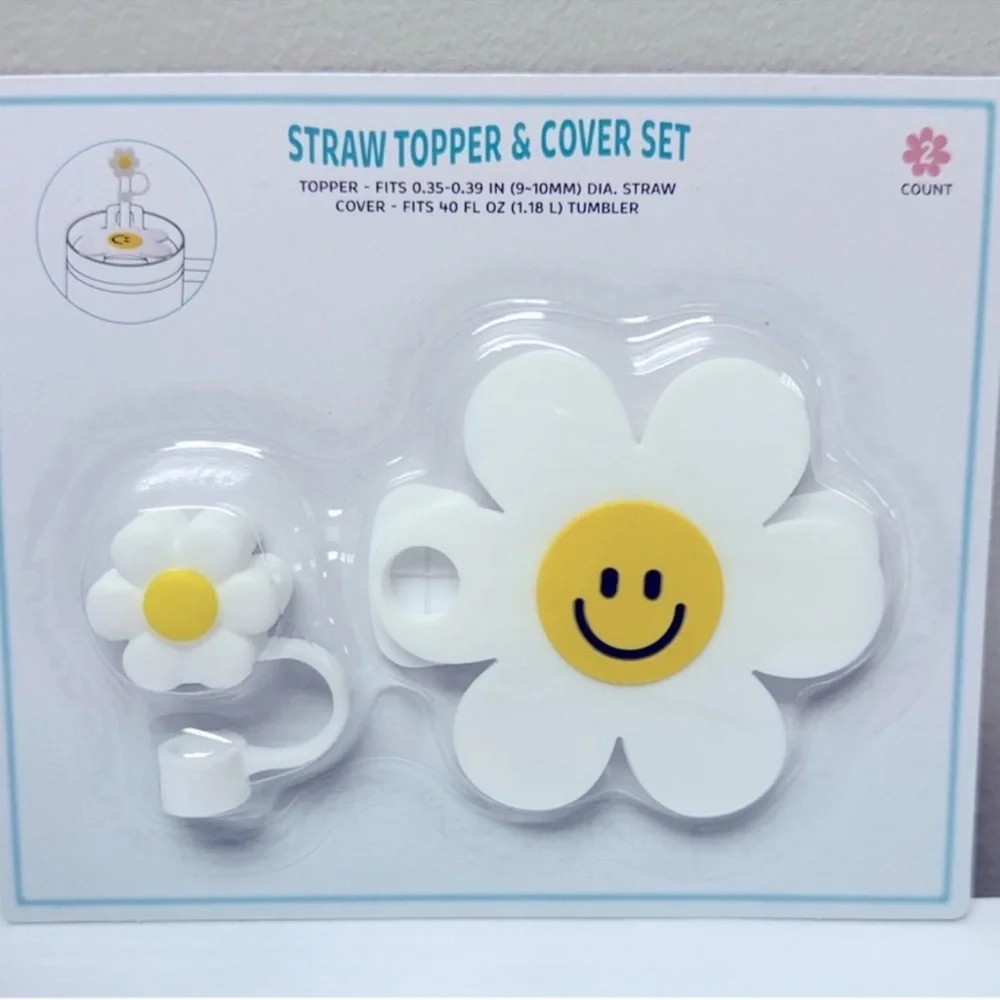3 for $15 SALE Target Bullseye Daisy Flower Straw Topper & Tumbler Cover Set